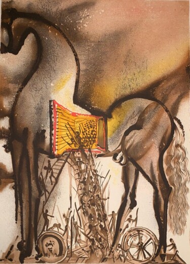 Prenten & gravures getiteld "Trojan Horse - Salv…" door Salvador Dali, Origineel Kunstwerk, Lithografie