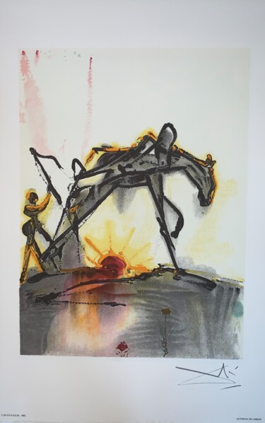 Gravures & estampes intitulée "Le Cheval De Labeur" par Salvador Dali, Œuvre d'art originale, Lithographie