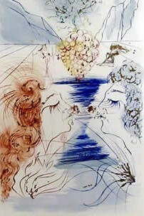 Druckgrafik mit dem Titel "Let him kiss me" von Salvador Dali, Original-Kunstwerk