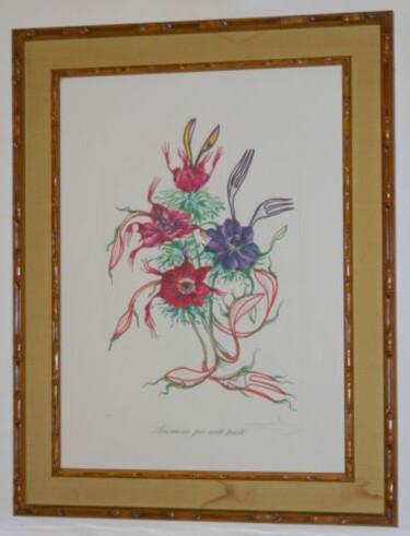 Gravures & estampes intitulée "Anemone per Antipas…" par Salvador Dali, Œuvre d'art originale, Huile