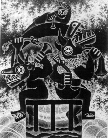 Σχέδιο με τίτλο ""TROUBADORES OF TAU…" από Salvador Rosado, Αυθεντικά έργα τέχνης, Μελάνι