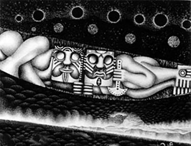 「"CALLERS OF SOULS"」というタイトルの描画 Salvador Rosadoによって, オリジナルのアートワーク, インク