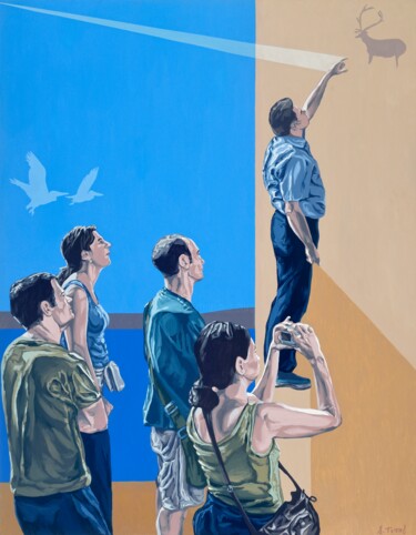 Картина под названием "El tiempo comprimid…" - Salvador Torres, Подлинное произведение искусства, Масло Установлен на Деревя…