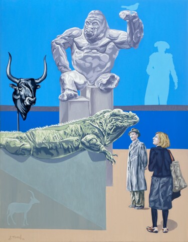 Schilderij getiteld "Zoología revisada." door Salvador Torres, Origineel Kunstwerk, Olie