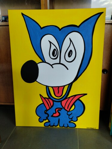 Painting titled "superwalter" by Salvadore C, Original Artwork, Acrylic Mounted on Wood Stretcher frame