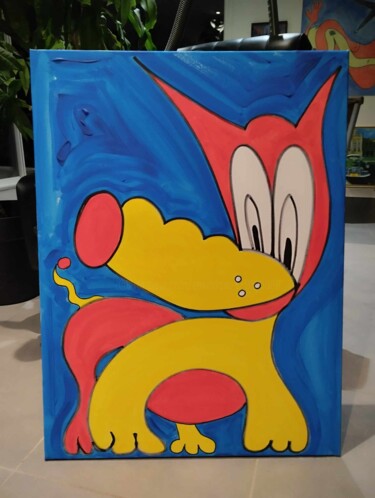 Painting titled "jouer" by Salvadore C, Original Artwork, Acrylic Mounted on Wood Stretcher frame