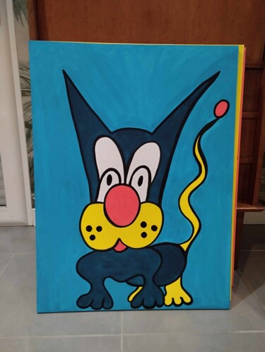 Painting titled "perplexewaou" by Salvadore C, Original Artwork, Acrylic Mounted on Wood Stretcher frame