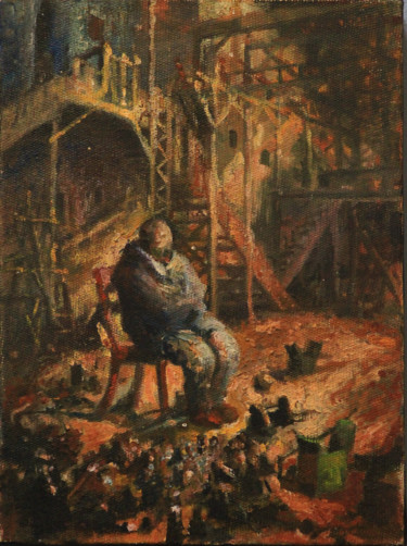 Painting titled "Guardián" by Salvador Velarde, Original Artwork, Oil