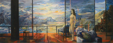 Pintura titulada "Desnudo en sala" por Salvador Velarde, Obra de arte original, Oleo