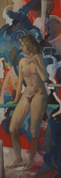 Pintura titulada "Desnudo I" por Salvador Velarde, Obra de arte original, Témpera