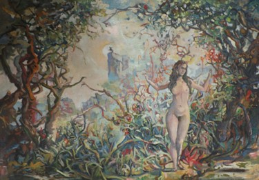 Painting titled "Desnudo III" by Salvador Velarde, Original Artwork, Oil