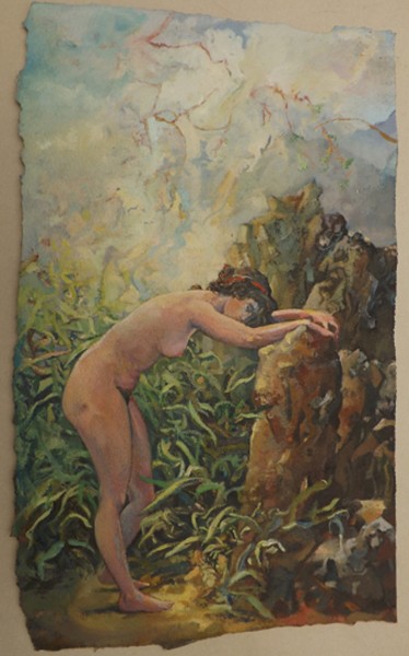 Pintura titulada "Desnudo V" por Salvador Velarde, Obra de arte original, Oleo
