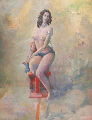 Pintura titulada "Desnudo VI" por Salvador Velarde, Obra de arte original, Oleo