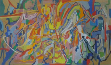 Pintura titulada "Abstracto I" por Salvador Velarde, Obra de arte original, Témpera