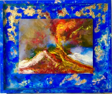 Pittura intitolato "Vesuvius" da Salvatore Di Meo, Opera d'arte originale, Olio Montato su Pannello di legno