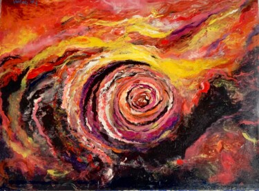 Painting titled "Magma" by Salvatore Di Meo, Original Artwork, Oil Mounted on Wood Stretcher frame