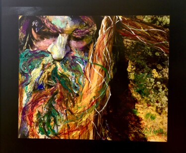 Painting titled "SAGESSE" by Salvatore Di Meo, Original Artwork, Oil Mounted on Wood Stretcher frame