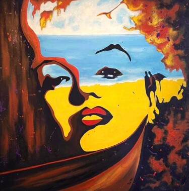 Painting titled "Surreal Marilyn" by Salvatore Petrucino, Original Artwork, Acrylic Mounted on Wood Stretcher frame