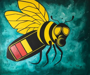 Painting titled "Danger" by Salvatore Petrucino, Original Artwork, Acrylic Mounted on Wood Stretcher frame