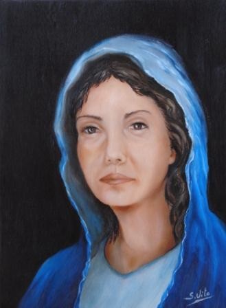 Pittura intitolato "Madonna azzurra - o…" da Salvatore Vito, Opera d'arte originale, Altro