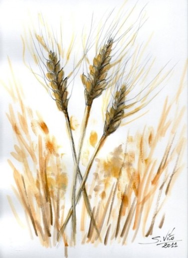 Pittura intitolato "Spighe di grano" da Salvatore Vito, Opera d'arte originale, Olio