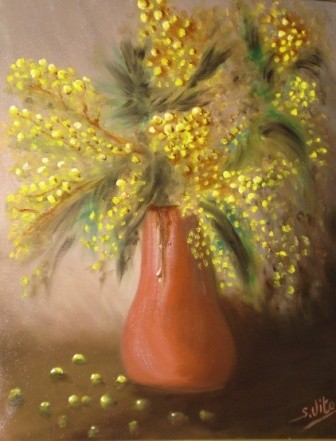 Pittura intitolato "Mimose" da Salvatore Vito, Opera d'arte originale, Olio