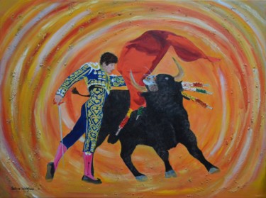 Painting titled "Corrida de Toros" by Salvo Distefano, Original Artwork, Oil