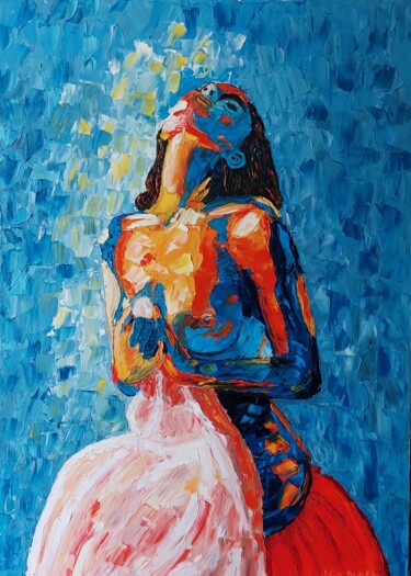 Painting titled "Sola con la sua ess…" by Salvo Distefano, Original Artwork, Oil Mounted on Wood Stretcher frame