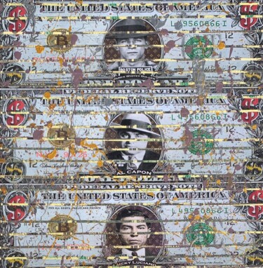 Colagens intitulada "Money Caïd" por Sam Cast, Obras de arte originais, Acrílico