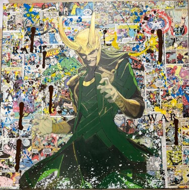 Malerei mit dem Titel "Rage Of Loki" von Sam Cast, Original-Kunstwerk, Acryl Auf Keilrahmen aus Holz montiert