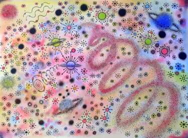 Dessin intitulée "Cosmos" par Sam De Bra, Œuvre d'art originale, Encre