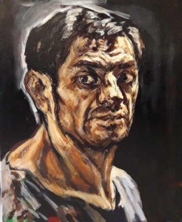 Schilderij getiteld "Autoportrait" door Sam Keusseyan Gladiateur, Origineel Kunstwerk, Acryl