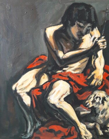 Painting titled "" Le Caravage étude…" by Sam Keusseyan Gladiateur, Original Artwork, Acrylic