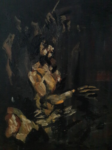 Painting titled "Le Caravage étude.." by Sam Keusseyan Gladiateur, Original Artwork, Acrylic