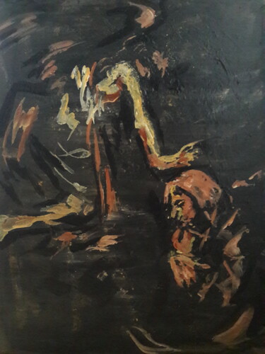 Schilderij getiteld "Le Caravage étude.." door Sam Keusseyan Gladiateur, Origineel Kunstwerk, Acryl