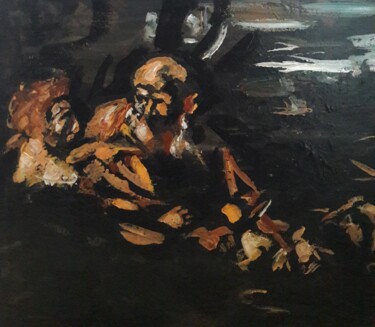 Schilderij getiteld "Le Caravage étude.." door Sam Keusseyan Gladiateur, Origineel Kunstwerk, Acryl