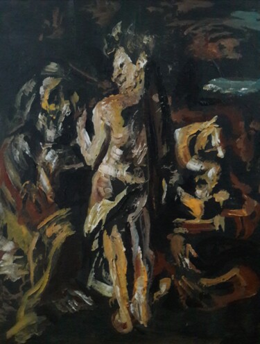 Schilderij getiteld "Le Caravage étude.." door Sam Keusseyan Gladiateur, Origineel Kunstwerk, Acryl