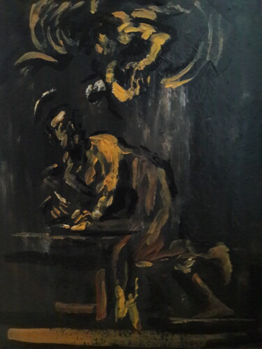 Schilderij getiteld "Le Caravage étude.." door Sam Keusseyan Gladiateur, Origineel Kunstwerk, Acryl