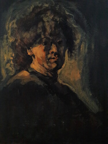 Schilderij getiteld "Rembrandt étude.." door Sam Keusseyan Gladiateur, Origineel Kunstwerk, Acryl