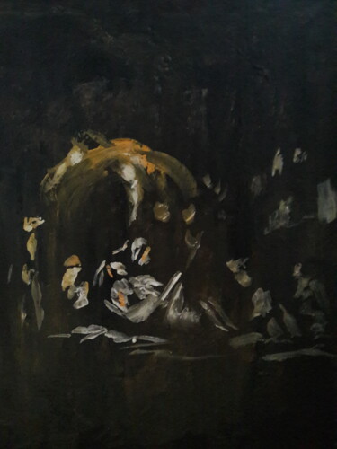 Schilderij getiteld "Rembrandt étude.." door Sam Keusseyan Gladiateur, Origineel Kunstwerk, Acryl