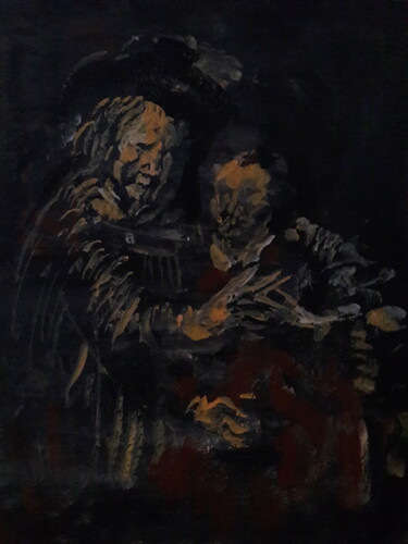 Painting titled "Rembrandt étude.." by Sam Keusseyan Gladiateur, Original Artwork, Acrylic