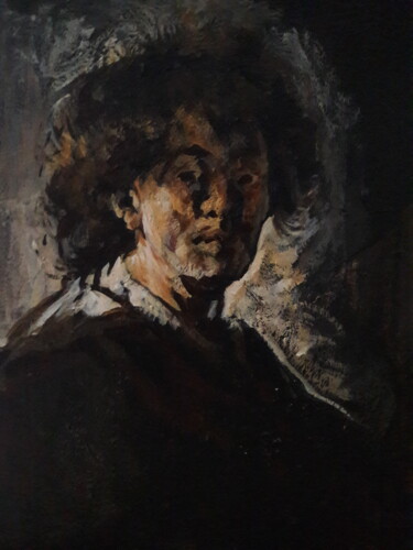 Pintura intitulada "Rembrandt étude.." por Sam Keusseyan Gladiateur, Obras de arte originais, Acrílico