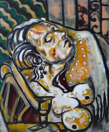 Peinture intitulée "" La femme avec des…" par Sam Keusseyan Gladiateur, Œuvre d'art originale, Acrylique