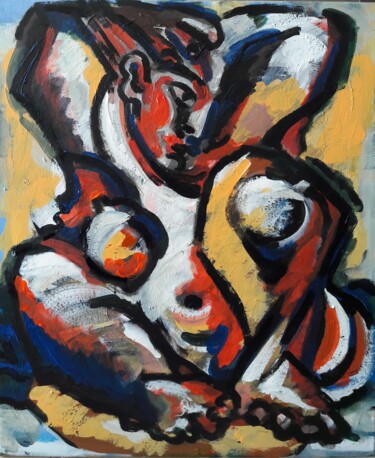 Pintura intitulada "" La femme à la pla…" por Sam Keusseyan Gladiateur, Obras de arte originais, Acrílico