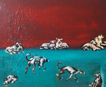 Painting titled "" Ils y a des chien…" by Sam Keusseyan Gladiateur, Original Artwork, Acrylic