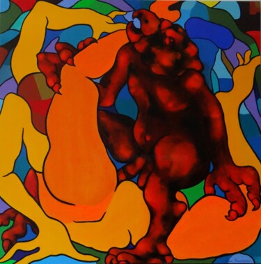 Peinture intitulée "" Partouze " 5" par Sam Keusseyan Gladiateur, Œuvre d'art originale, Acrylique