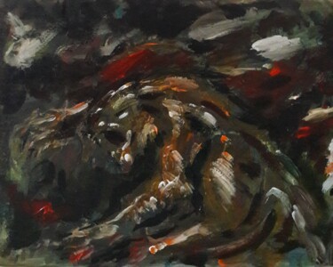 Peinture intitulée "" ...la rage de mon…" par Sam Keusseyan Gladiateur, Œuvre d'art originale, Acrylique