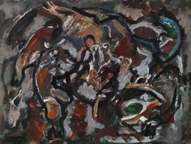 Pintura intitulada "" Le mort de taurea…" por Sam Keusseyan Gladiateur, Obras de arte originais, Acrílico