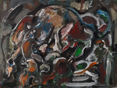 Pintura intitulada "" L'esprit de taure…" por Sam Keusseyan Gladiateur, Obras de arte originais, Acrílico