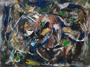 Pittura intitolato "" Une rêve sombré .…" da Sam Keusseyan Gladiateur, Opera d'arte originale, Acrilico
